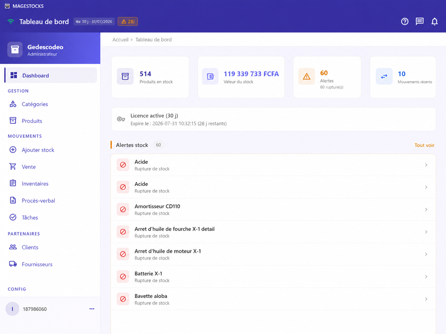 MAGESTOCKS - Interface de gestion des produits