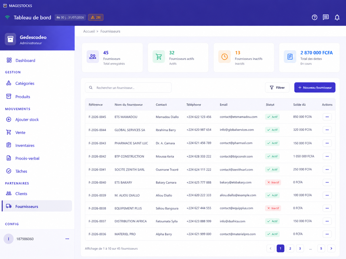 MAGESTOCKS - Rapports et export PDF/Excel