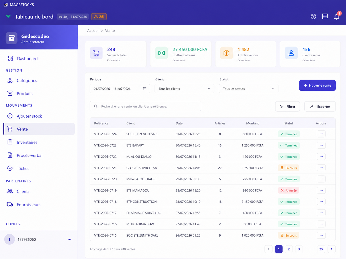 MAGESTOCKS - Mouvements de stock et inventaire